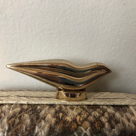 DVF Metallic Distressed Snake Leather Clutch - Picture 3 of 8